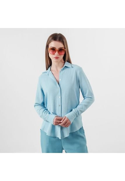 Blusa Cuello Camisero Manga Larga