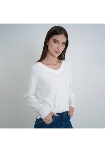Sweater Cuello Pico Manga Larga