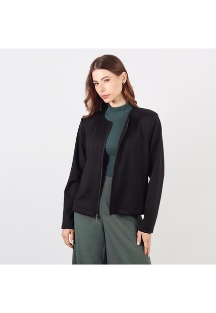 Chaqueta Cuello Redondo Con Cremallera