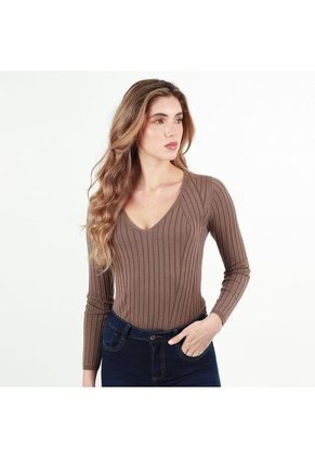 Sweater Cuello V Manga Larga