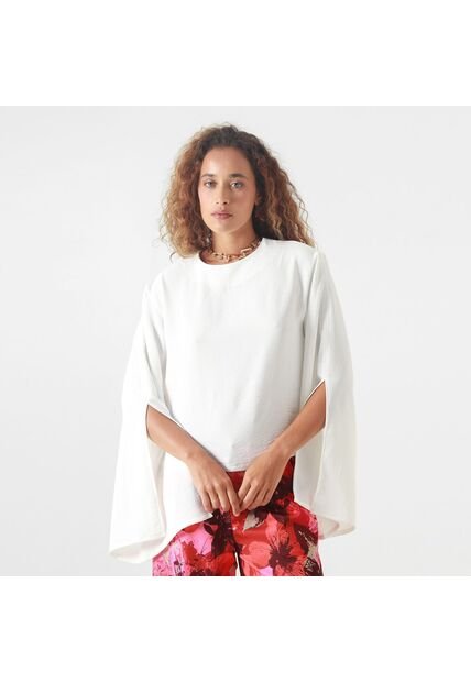Blusa Cuello Redondo Manga Abierta
