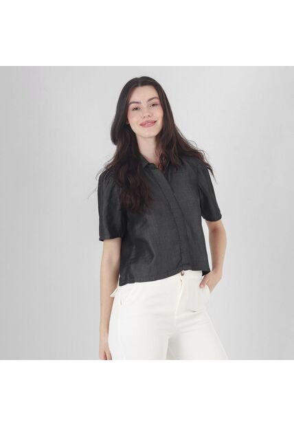 Blusa Cuello Camisero Manga Corta