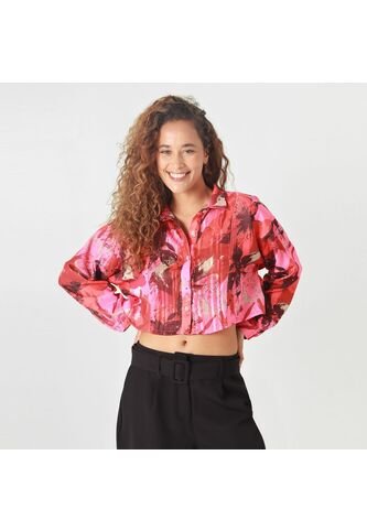 Blusa Crop Cuello Camisero Manga Larga FDS