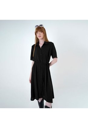 Vestido Cuello Camisero Manga Corta