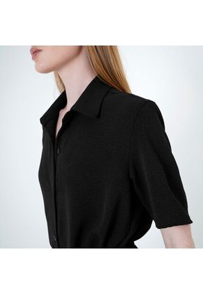 Vestido Cuello Camisero Manga Corta