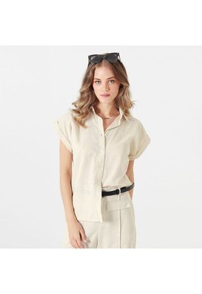 Blusa Cuello Camisero Manga Corta