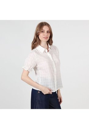 Blusa Cuello Camisero Manga Corta