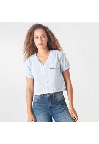 Blusa Crop Cuello V Manga Corta FDS