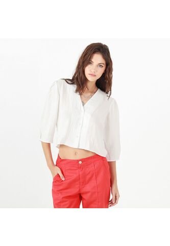 Blusa Cuello V Manga Al Codo FDS