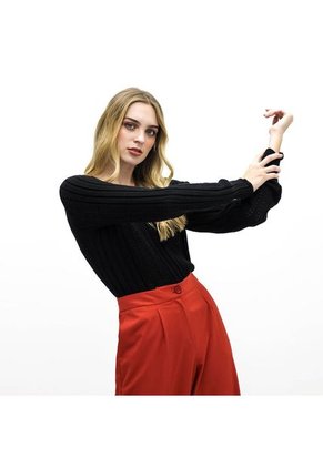 Sueter Para Mujer Cuello V. Manga Larga. COLOR-NEGRO-XL