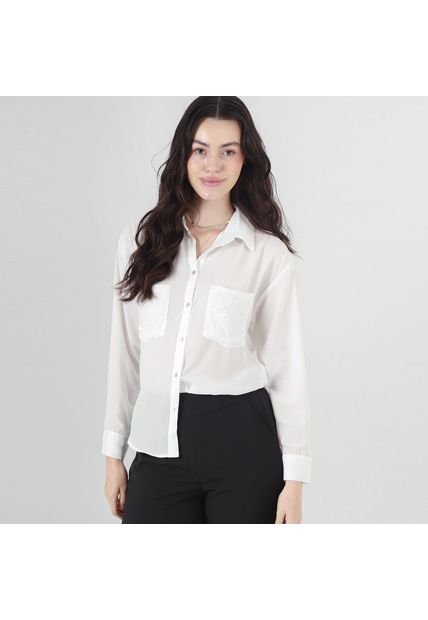Blusa Cuello Camisero Manga Larga