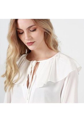Blusa Cuello Redondo Manga Larga COLOR-BLANCO-S