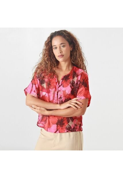 Blusa Cuello V Manga Corta