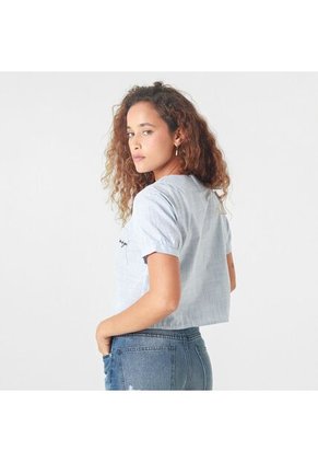 Blusa Crop Cuello V Manga Corta