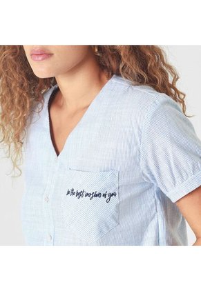 Blusa Crop Cuello V Manga Corta