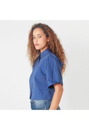 Blusa Cuello Camisero Manga Corta