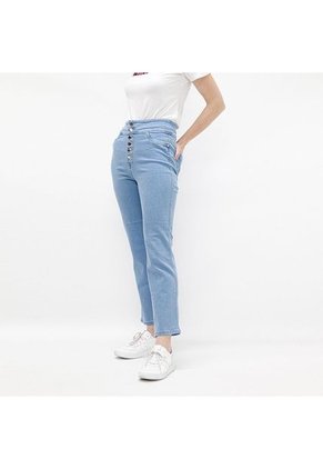 Jeans Para Mujer Tiro Alto, Con Botones Altos. COLOR-AZUL-8
