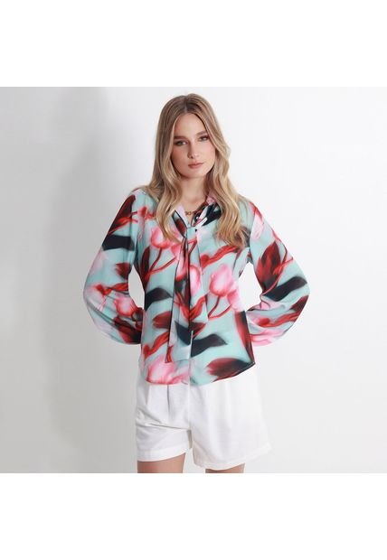 Blusa Cuello Camisero Manga Larga