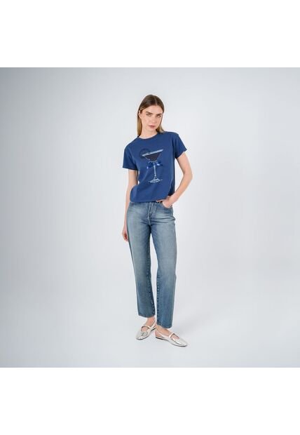 Jean Mom Tiro Alto Bota Recta