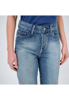 Jean Mom Tiro Alto Bota Recta