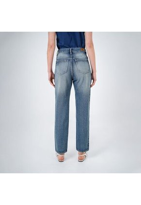 Jean Mom Tiro Alto Bota Recta