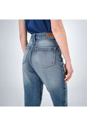 Jean Mom Tiro Alto Bota Recta