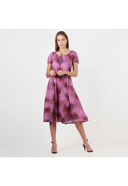 Vestido Midi Cuello Redondo Manga Ranglan