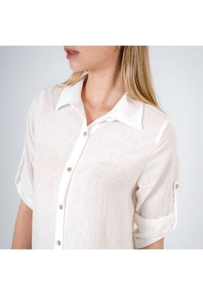 Blusa Cuello Camisero Manga 3/Cuartos