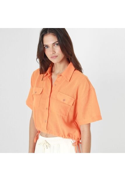 Blusa Cuello Camisero Manga Corta