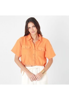 Blusa Cuello Camisero Manga Corta