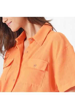 Blusa Cuello Camisero Manga Corta