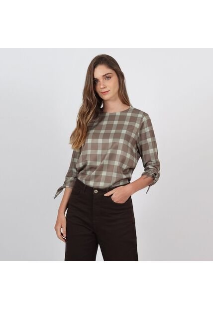 Blusa Cuello Redondo Manga Tres Cuartos