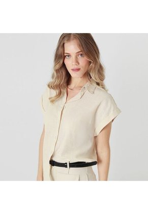 Blusa Cuello Camisero Manga Corta