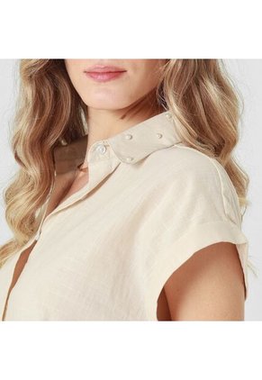 Blusa Cuello Camisero Manga Corta