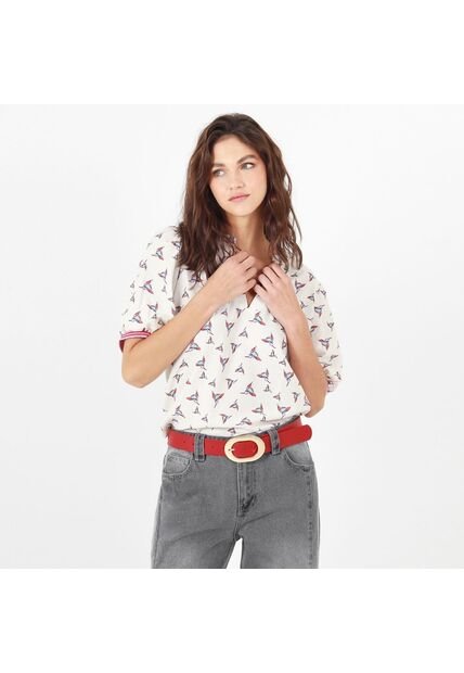 Blusa Cuello V Manga Corta