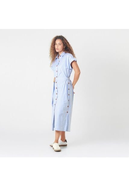 Vestido Cuello Camisero Manga Corta