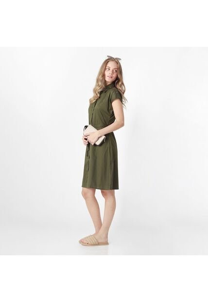 Vestido Cuello Camisero Manga Corta