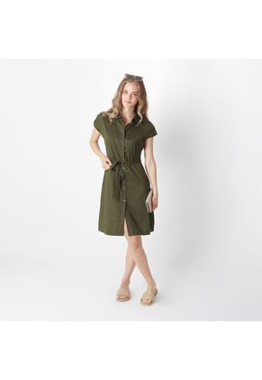 Vestido Cuello Camisero Manga Corta