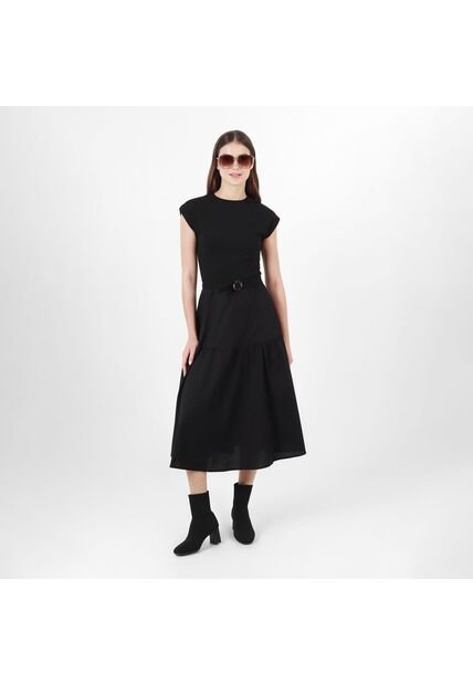 Vestido Cuello Redondo Manga Corta