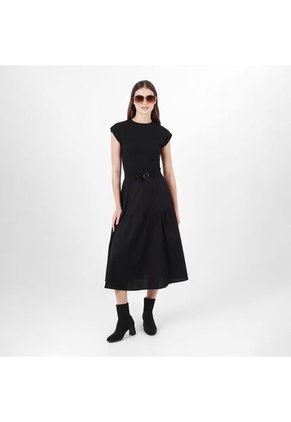 Vestido Cuello Redondo Manga Corta