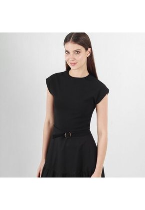 Vestido Cuello Redondo Manga Corta