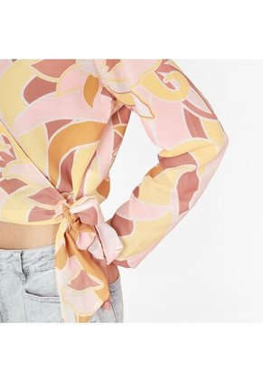 Blusa Cuello V Manga Larga Con Lazo