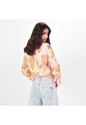 Blusa Cuello V Manga Larga Con Lazo