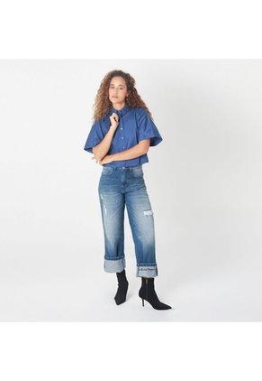 Blusa Cuello Camisero Manga Corta