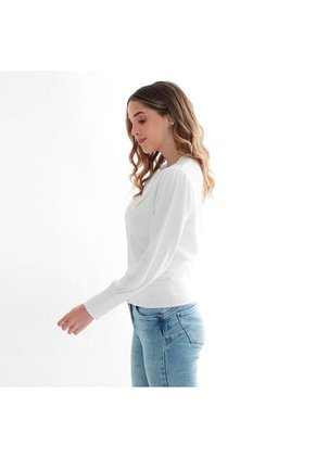 Sueter Para Mujer Manga Larga Con Detalle Frontal COLOR-BLANCO-S