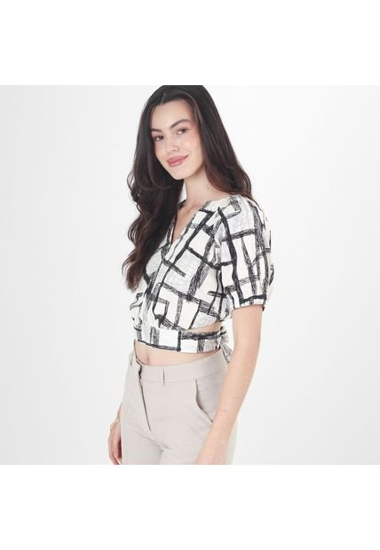 Blusa Cuello V Manga Corta