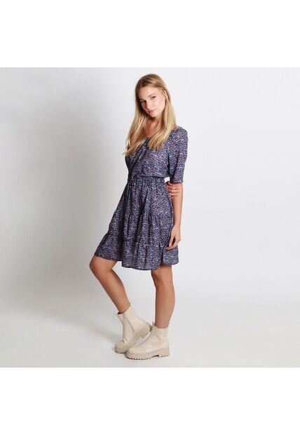 Vestido Cuello U Manga Corta