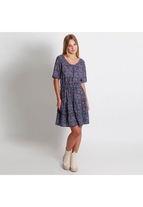 Vestido Cuello U Manga Corta