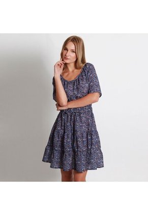 Vestido Cuello U Manga Corta