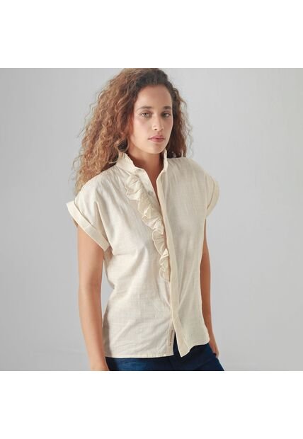 Blusa Cuello Camisero Manga Corta